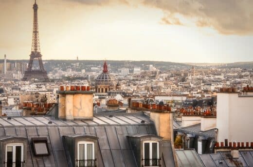 Photo for 24 hours in Paris. View of Eiffel Tower at dusk.