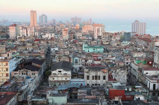 Restaurants in Havana, Cuba photo of a view of Havana, Cuba from a rooftop during sunset.