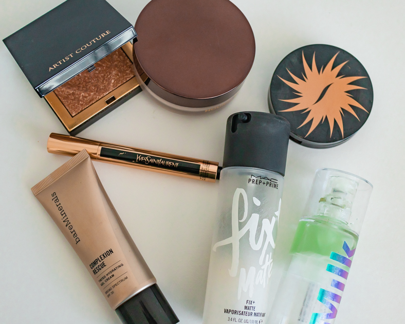 Picture of travel makeup bag essentials  for the face