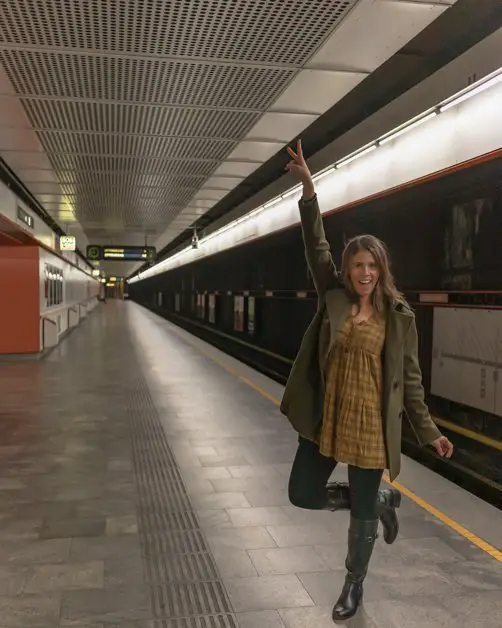 Picture of me at one of the best places to take pictures in Vienna the metro station