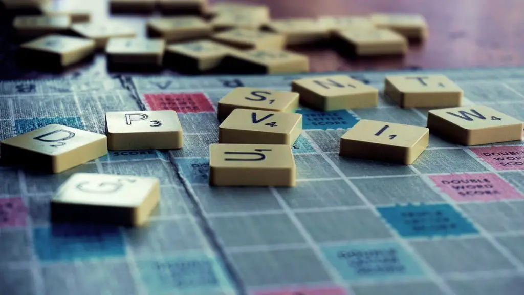 picture of the board game scrabble. Playing board games is another stay at home idea