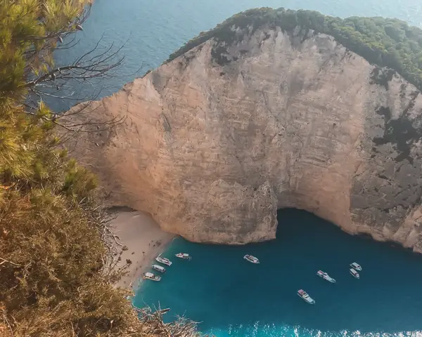 Aerial view of Shipwreck Beach one of the best things to do in Zakynthos. 