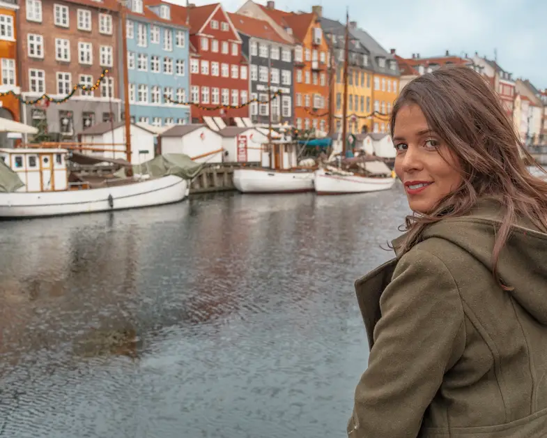me posing at the painted houses along the Nyhavn Canal. 