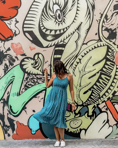 Me dancing in front of graffiti located in the Miami Design District