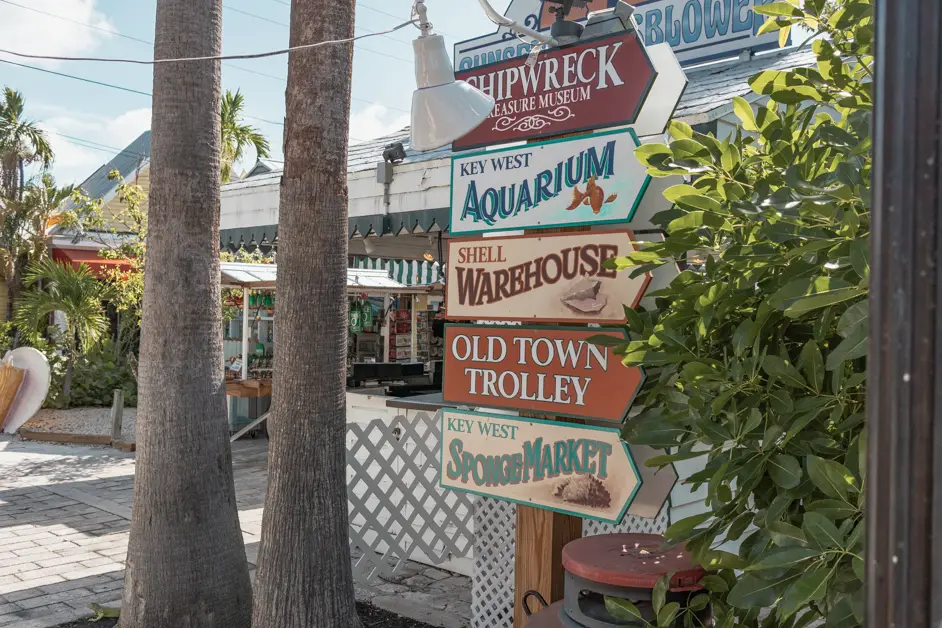 Signs for all the major Key West attractions. 