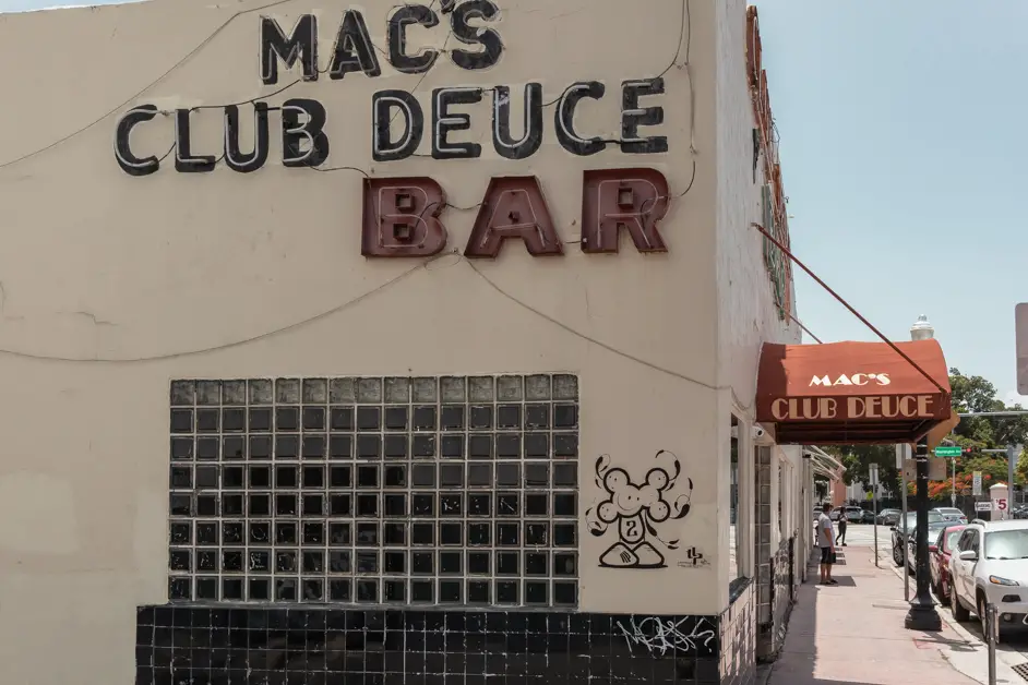 Picture of the outside of Mac's Club Deuce Bar in South Beach. One of the must things to do in Miami Beach. 