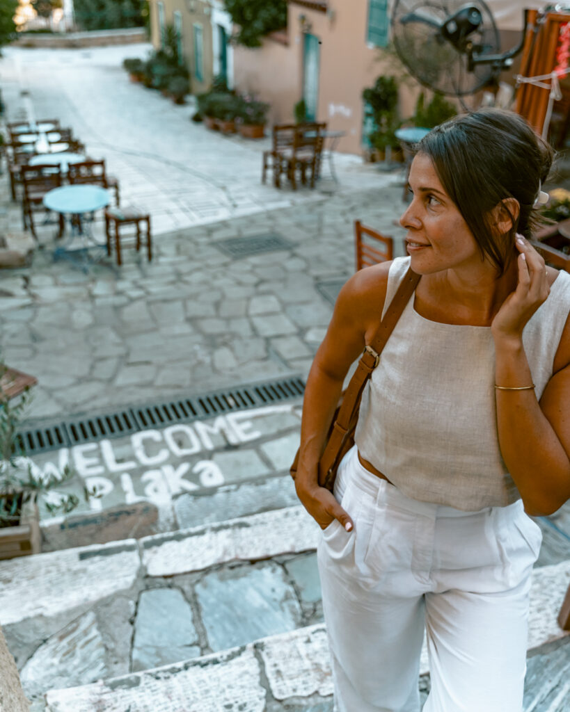 Posing in Plaka one of the popular things to do in Athens. 