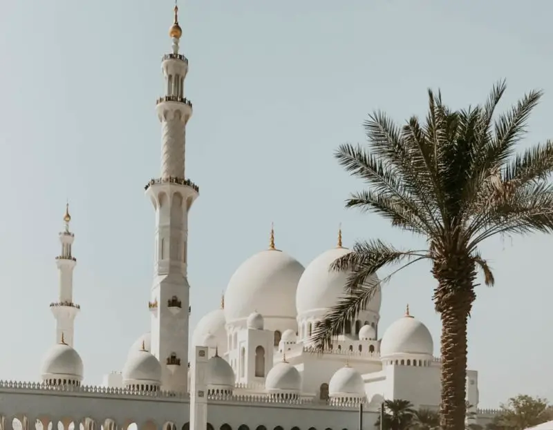 outside of the Sheik Zayed mosque from my Abu Dhabi day trip from Dubai