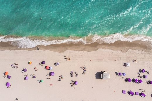 Aerial view of one of the nude beaches in Florida.