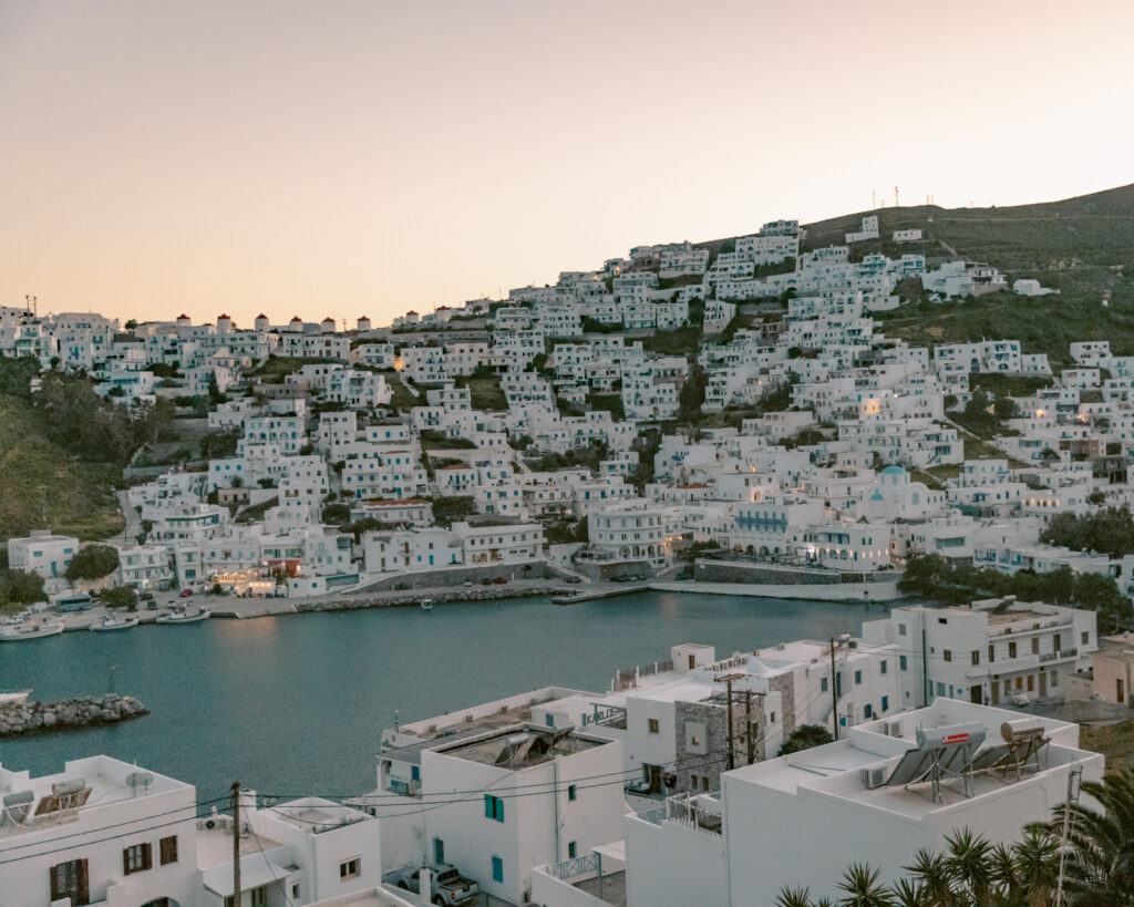 View of Chora at dusk. 