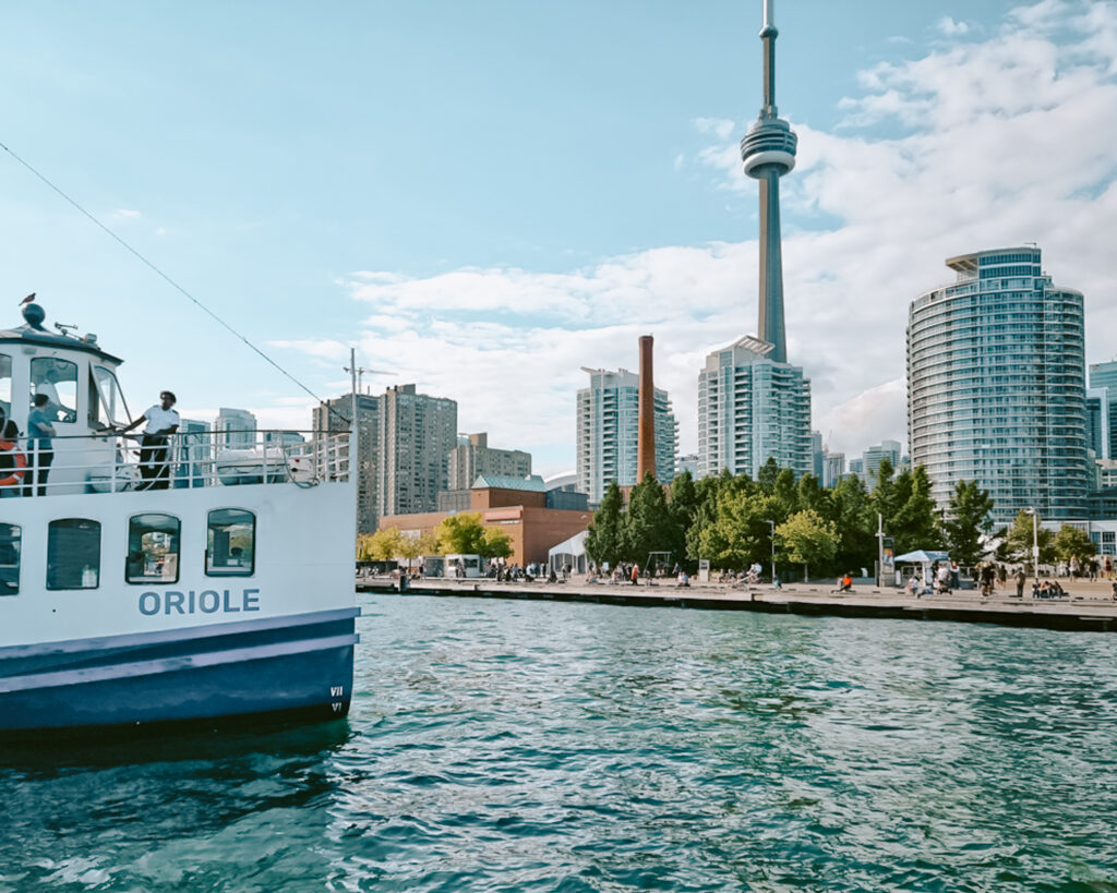 View of the CN Tower in Toronto, Ontario Canada. 