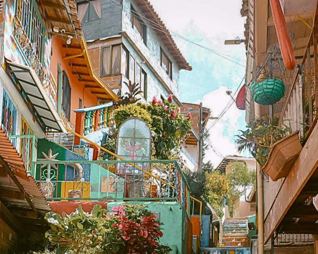 Colorful buildings in Guatapé one of the beautiful places to visit in Colombia. 