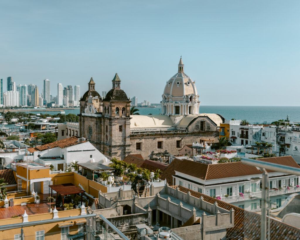 View of Cartagena from a rooftop one of the best destinations in Colombia to visit. 