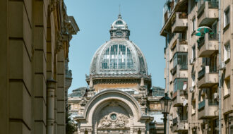 Historic building in Old Town Bucharest. One of the things to do in Bucharest is wander Old Town.