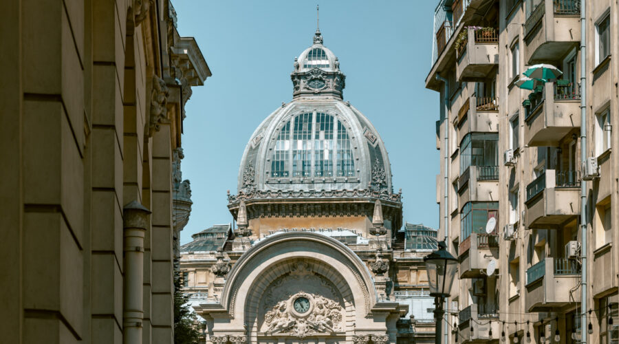 Historic building in Old Town Bucharest. One of the things to do in Bucharest is wander Old Town.