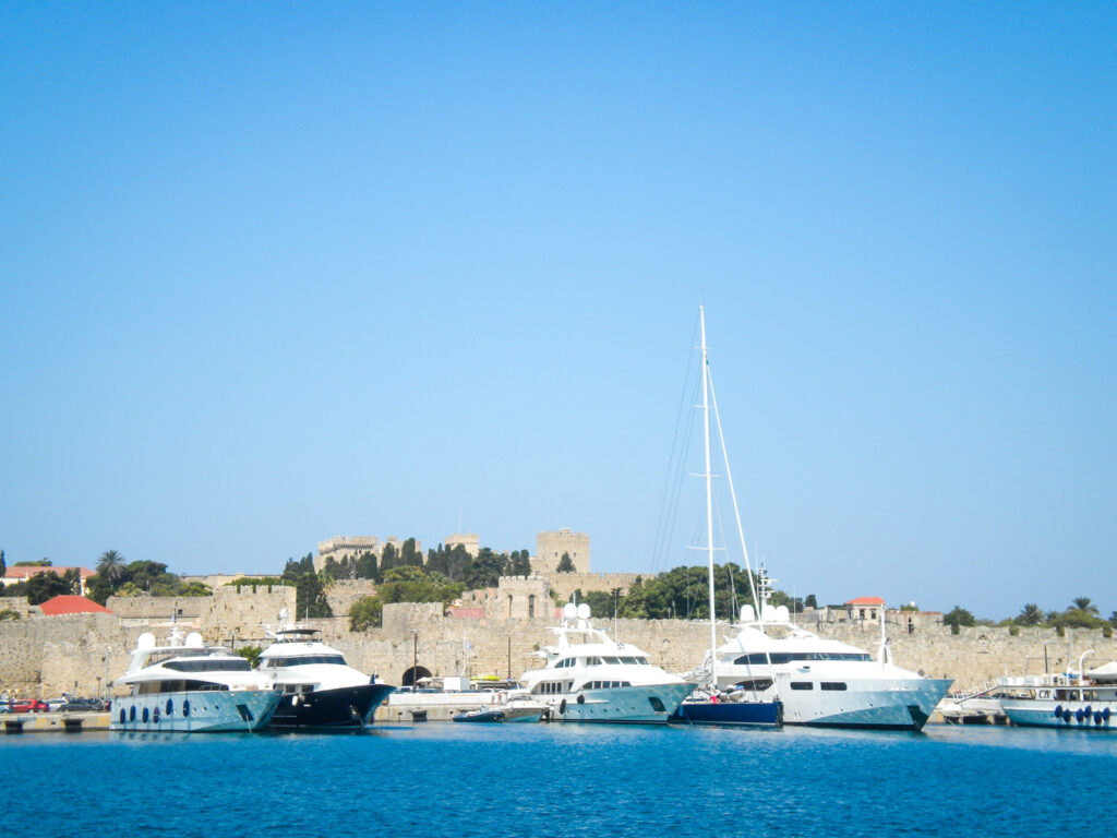 View of marina in Rhodes. 