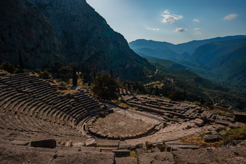 Ruins in Delphi one of the best day trips from Athens. 