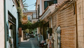 Aegina alleyway one of the best day trips from Athens.