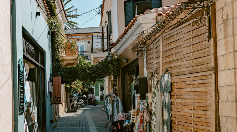 Aegina alleyway one of the best day trips from Athens.